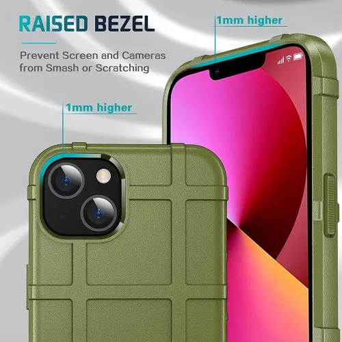 Vista 4 de Funda para iPhone 13, Rugged Shield 8 pies a prueba de caídas TPU Armadura gruesa Funda protectora táctica compatible con iPhone 13 (6.1 pulgadas)