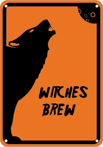 Vista 12 de Letrero de aluminio reflectante de Halloween "Witches Brew" 7" x 10" (HW-1364-RA)