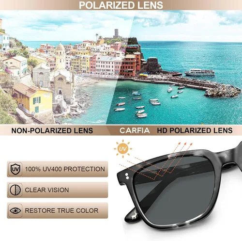 Vista 35 de Carfia Chic - Lentes de sol polarizados para mujer, protección UV400, marco de acetato pulido a mano