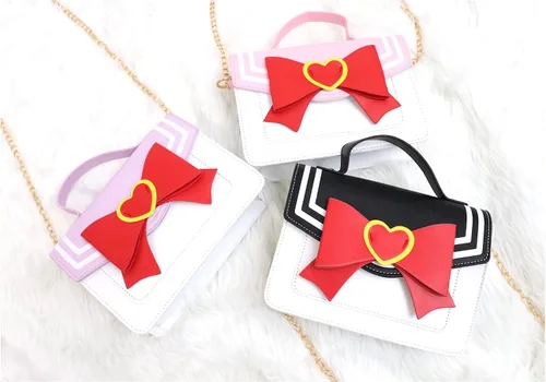 Vista 3 de PROCOS Bolsos de mujer Kawaii Anime Sailor Cosplay PU Bolso de cuero PU Cadena de lazo bandolera Bolso bandolera Bolso bandolera