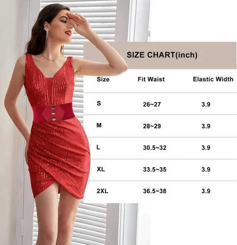 Vista 5 de GRACE KARIN Cinturón de corsé con botón a presión para mujer, cinturones elásticos anchos para vestido de cintura elástica