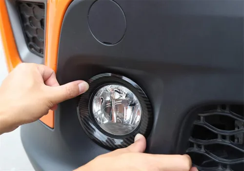 Vista 5 de YOCTM Accesorios para Jeep Renegade 2019 2020 2021, insertos de rejilla delantera, cubierta de malla + marco de luz antiniebla delantera + bisel