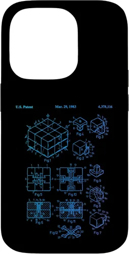 Vista 17 de Carcasa de matemáticas retro para iPhone 16 de cubo de rompecabezas competitivo Rubik Patent Speed Cubing