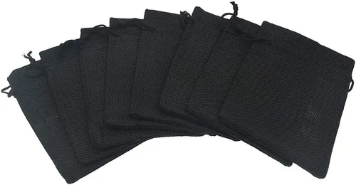 Vista 2 de 50 bolsas de regalo de arpillera con cordón de 2.7 x 3.5 pulgadas, bolsas de yute para joyas, bolsas de lino, Halloween, bodas, fiestas, bolsas