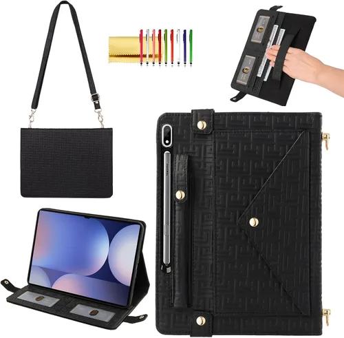 Vista 84 de Bolso Funda para Samsung Galaxy Tab S10 FE/S9 FE 10.9"/S9/S8/S7 11", Techcircle Folio con Soporte Cruzado, Billetera con Ranura para Lápiz S Pen