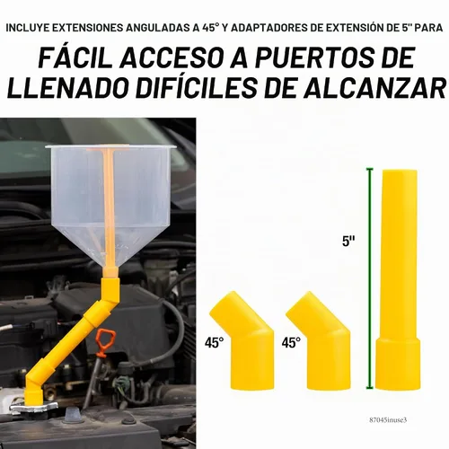 Vista 4 de OEMTOOLS 87045 Kit de embudo de llenado de refrigerante sin derrames con probador de refrigerante, kit de embudo de refrigerante sin derrames, kit