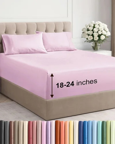 Vista 60 de Sábanas individuales de bolsillo extra profundo, sábanas transpirables y refrescantes de 3 piezas, juego de sábanas de lujo para hotel, suaves, sin