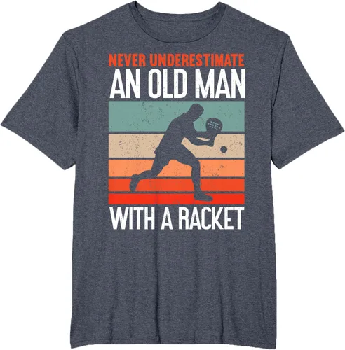 Vista 21 de Camiseta divertida de pádel "Never Underestimate An Old Man With A Racket, Negro