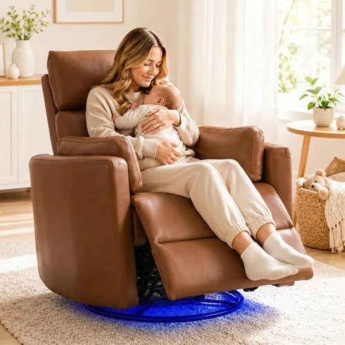 Vista 11 de IPKIG Power Swivel Recliner Nursery Rocking Glider Chairs, Corduroy, Grey