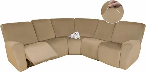 Vista 59 de HDCAXKJ Fundas de sofá seccional reclinable de terciopelo, cubierta de sofá seccional en forma de L, lavable, elástica, suave, para rincón