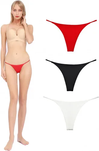 Vista 29 de Tanga de encaje sin costuras para mujer, ropa interior de cintura alta con tiras en G Serie 010-leopardo
