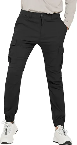 Vista 2 de PULI Pantalones de viaje ligeros para hombre, elásticos, elásticos, impermeables, de secado rápido, con bolsillos