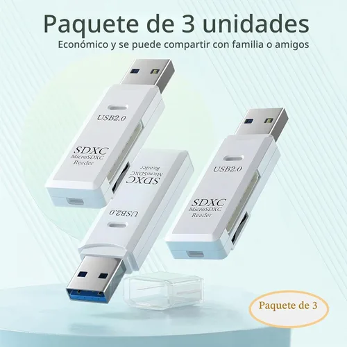 Vista 2 de Lector de tarjetas SD USB para PC, adaptador de tarjeta micro SD a USB, lector de tarjetas para lector de tarjetas de memoria de cámara, lector