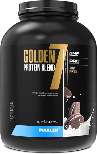 Vista 13 de Maxler Golden 7 Protein Blend - Proteína en polvo para ganancia muscular y recuperación - Polvo de proteína de fresa de 2 libras