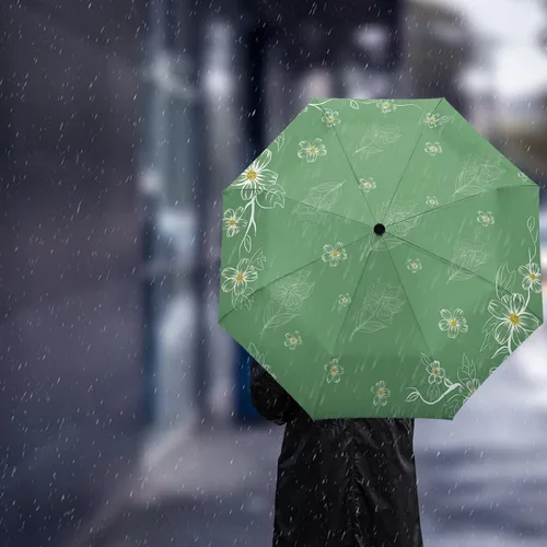 Vista 3 de DHDM Automatic Umbrella for Rain and Sun Male Women Beach Parasol Print Folding Umbrella