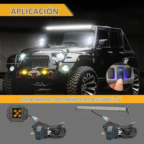 Vista 5 de Arnés de cableado 1 cable, kit de arnés de cableado de barra de luz LED Rfroad Lighting para luces antiniebla, luces de conducción todoterreno, luz