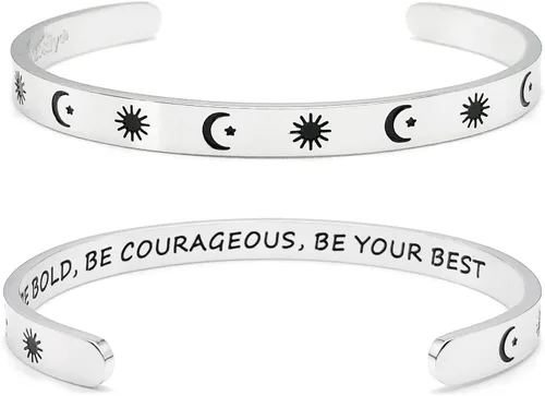 Vista 315 de Pulseras inspiradoras para mujer, joyería de acero inoxidable, con refranes, pulsera motivacional con mensaje oculto, pulseras grabadas para mejor