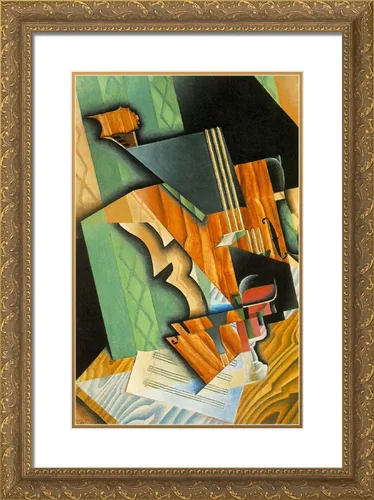 Vista 4 de ArtDirect Gris, Juan 18x24 Black Modern Framed Art Print Titled: Violin and Glass I Black Modern Wood Frame