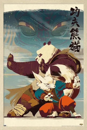 Vista 8 de Trends International Kung Fu Panda 4 - Póster de pared con postura, 22.4 pulgadas de largo x 14.7 pulgadas, versión enmarcada en madera de granero