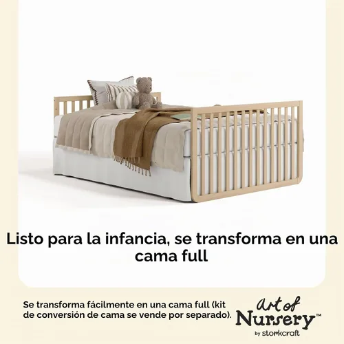 Vista 10 de Storkcraft Amalfi - Cuna convertible 5 en 1 con barandilla para niños pequeños, madera flotante Driftwood