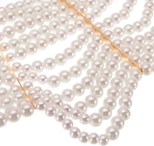 Vista 6 de Collar grueso de la declaración de la joyería de la moda, collar de perlas simuladas del babero del traje
