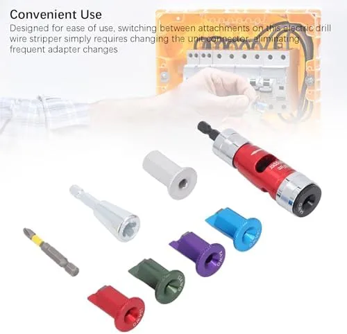 Vista 3 de Sonew Juego de herramientas de pelacables de taladro eléctrico para cables duros sólidos 6, 8, 10, 12, 14 AWG