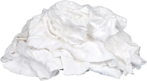 Vista 3 de Paños de tela de playera reciclada, color blanco, de Buffalo Industries , Bolsa de .45 k, Blanco