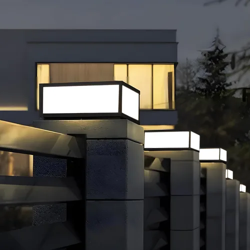 Vista 6 de Luz de poste moderna para exteriores, luz LED de cubierta de valla de alto voltaje, lámpara de columna con cable para superficie plana, patio