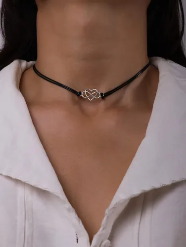 Vista 3 de Sacina Gargantilla gótica gótica, estilo hippie, estilo hippie, de piel sintética, delicada, negra, regalo de joyería para mujeres y niñas