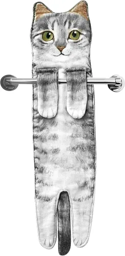 Vista 22 de Divertidas toallas de mano para decoración de baño y cocina, bonita toalla de mano colgante de gato, accesorios de cocina, ideas únicas de regalo