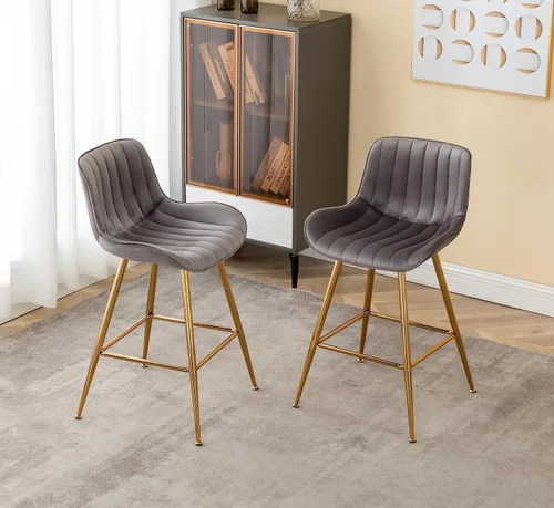 Vista 20 de Sidanli Blue - Juego de 2 taburetes de bar de terciopelo de 24 pulgadas con reposapiés, sillas de bar modernas para el hogar, isla de cocina, comedor
