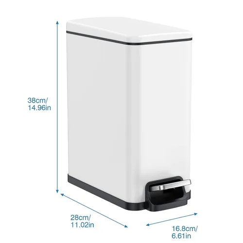 Vista 4 de BETHEBEST Bote de basura pequeño con tapa de cierre suave, bote de basura compacto de 2.6 galones con cubo extraíble para baño, oficina, dormitorio