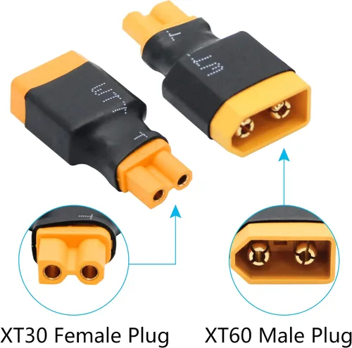 Vista 4 de 2 pares de adaptadores XT60 a XT30 macho hembra, XT30 a XT60 conector inalámbrico enchufe para RC FPV Drone Car Lipo NiMH cargador de batería ESC