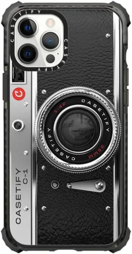 Vista 23 de Funda Ultra Impact de CASETiFY para iPhone 12 Pro Max - Bearly Awake - Negro transparente claro