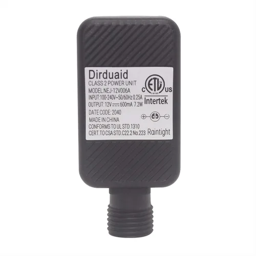 Vista 2 de Dirduaid Transformador LED de 12 V 0.6 A, adaptador de corriente inflable clase 2, transformador de bajo voltaje IP44, enchufe de EE. UU.