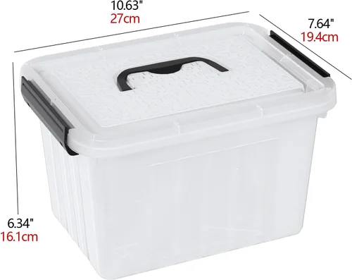 Vista 2 de Cajas de almacenamiento de plástico de 6 cuartos de galón con tapas y asas, contenedor de almacenamiento de cierre transparente, 6 paquetes
