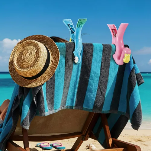Vista 3 de Waydress 4 clips para toallas de playa, tamaño gigante, resistentes al viento, para sillas de playa, crucero, patio, piscina o pinzas de sujeción