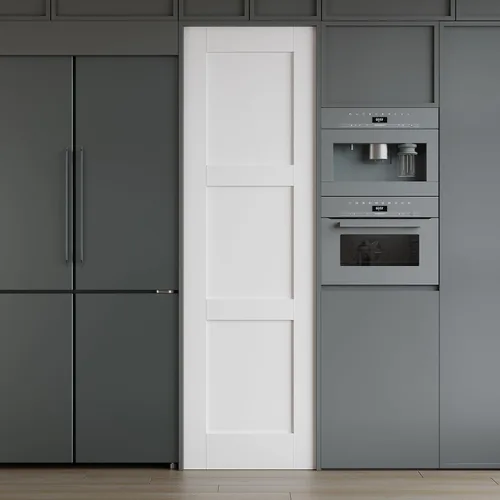 Vista 23 de WINSTELLAR - 1 panel estilo coctelera de 18 x 80 pulgadas, losa blanca imprimada para puerta interior de núcleo sólido, puerta de dormitorio