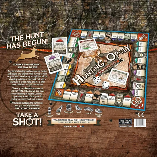 Vista 5 de Late for The Sky Juego de mesa Hunting-Opoly - Juego de comercio de propiedades familiares de estrategia de caza para 2 a 6 jugadores, mayores de 8