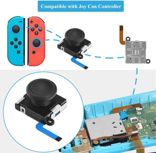 Vista 2 de JAOYSTII Joycon Joystick de repuesto, 4 unidades, palillo analógico de repuesto para control Joy-Con Switch Lite, joystick analógico