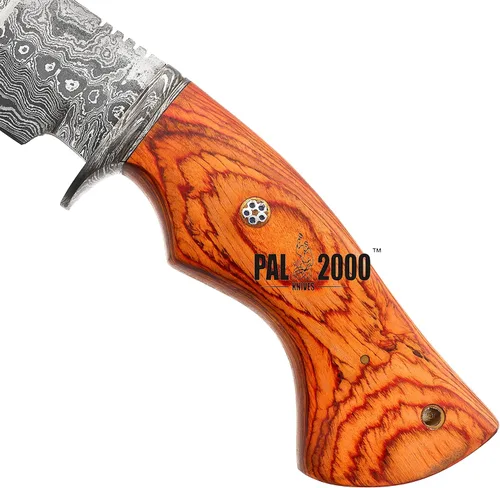 Vista 6 de PAL 2000 KNIVES Cuchillo de caza hecho a mano de acero de Damasco de 10 pulgadas - Mango de madera con funda 2060