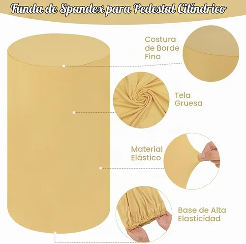 Vista 4 de Fivenl Juego de 5 fundas de pie cilíndrico de elastano, juego de 5 fundas elásticas para zócalo, mesa de postre, cubierta de pilares para accesorios