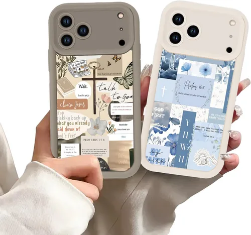 Vista 66 de Paquete de 2 fundas protectoras para iPhone 8 Plus/7 Plus de 5.5 pulgadas con collage de versículos bíblicos de Jesús para mujeres y niñas, diseño