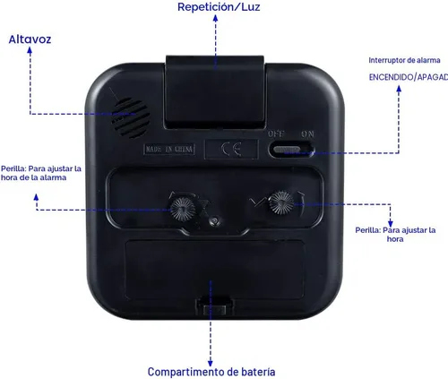 Vista 5 de Tinload Reloj despertador analógico de viaje con batería pequeño, silencioso, sin tictac, suave despertador, sonidos de pitido ascendente, Negro