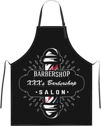 Vista 9 de Delantal de barbería personalizado para hombres y mujeres, delantal de peluquería con texto personalizado con bolsillos, delantal personalizado