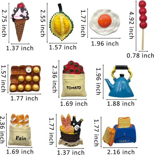 Vista 2 de 10 imanes para refrigerador de alimentos, resina 3D, lindos y divertidos imanes para nevera para refrigerador, microondas, pizarra blanca
