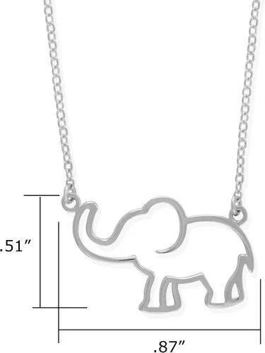 Vista 4 de Boma Jewelry - Collar con colgante de elefante abierto de plata de ley, 18.0in