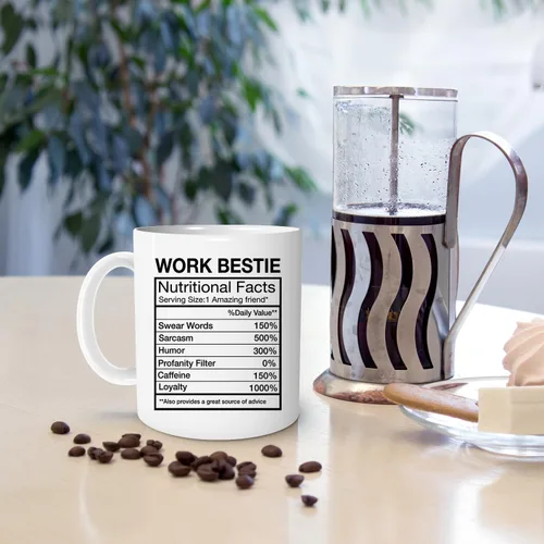 Vista 2 de Taza de café Work Bestie, compañero de trabajo de apoyo emocional, tazas divertidas para compañeros de trabajo, regalos de amistad en el trabajo