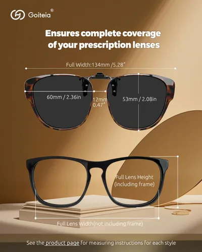 Vista 11 de Goiteia Oversized Polarized Clip on Sunglasses over Prescription Glasses for Women Men-Round Frame,UV400Protection