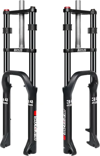 Vista 10 de BUCKLOS 20 pulgadas 4.0 Fat Tire Bike Suspension Tenedor, 7.087 in Travel 5.315 in Spacing Hub 0.354 in QR Ebike Oil MTB Fat Fork, Doble Corona